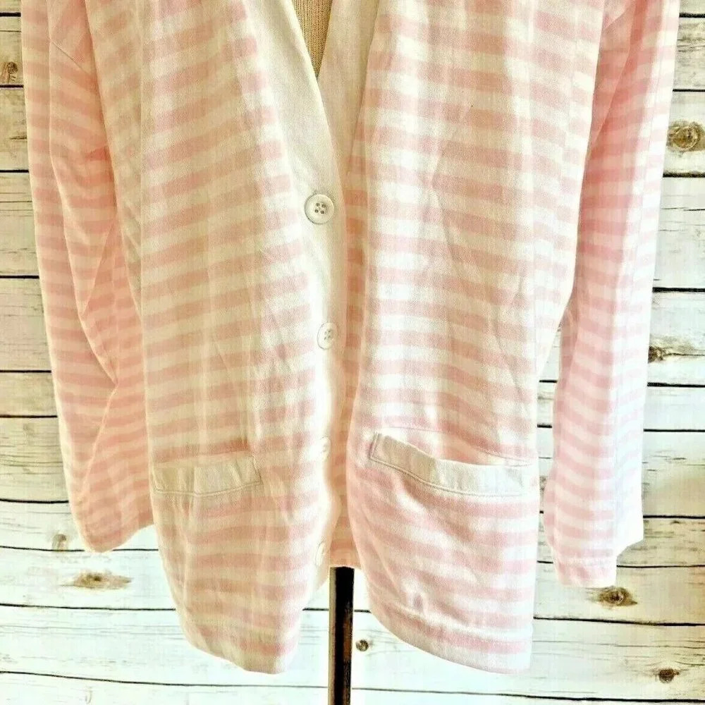 CURRENTS Women Long Sleeve Button Down Striped V-Neck Cardigan Top Size Medium - Picture 6 of 12
